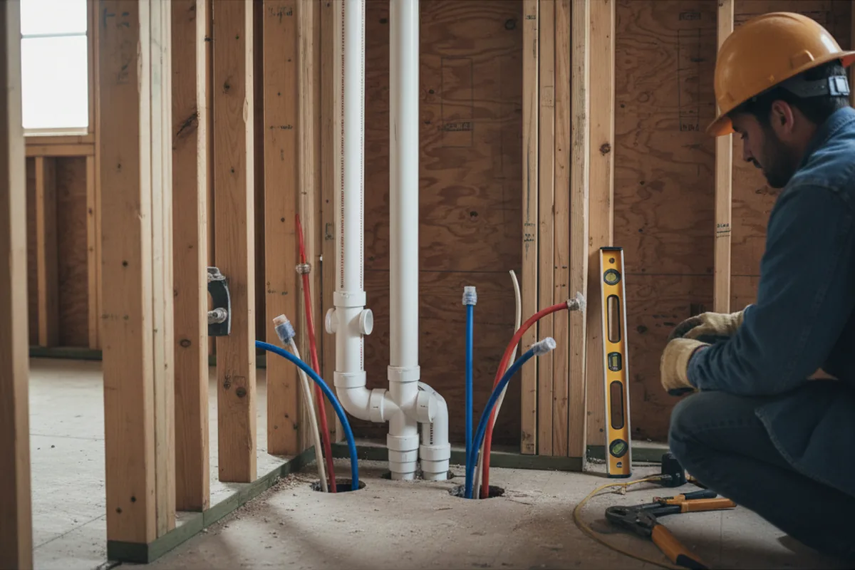 Drain and supply rough-in during Leak Detection in Birdsboro