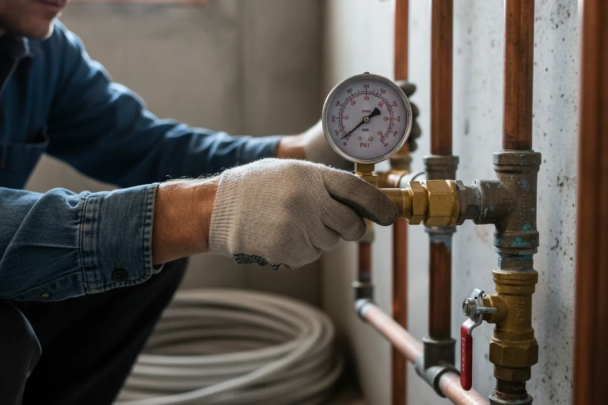 Pressure testing a repaired line during Water Line Repair in Birdsboro